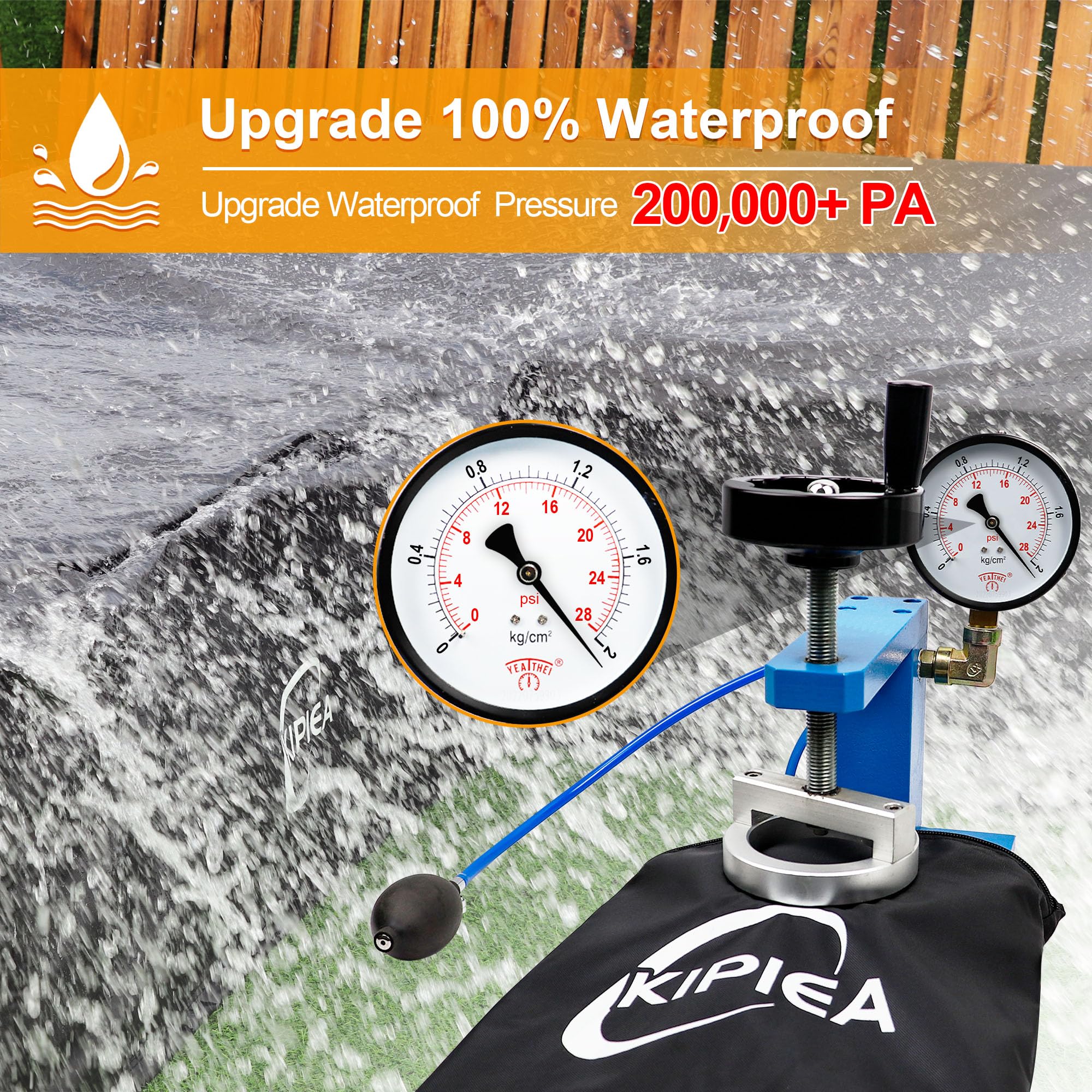 Kipiea cover highlighting tear and UV resistance for durability