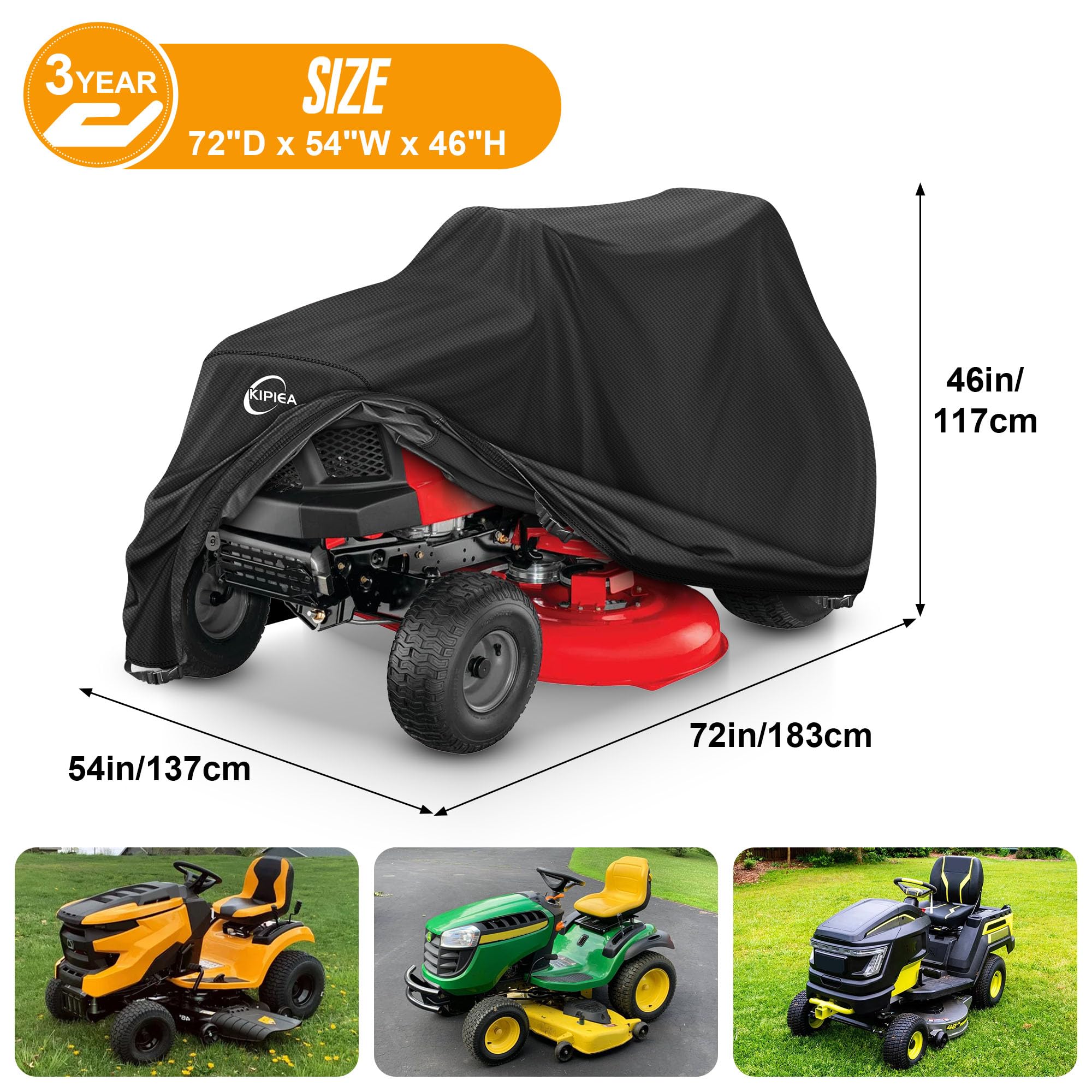 Kipiea riding mower cover with sealed seams blocks moisture