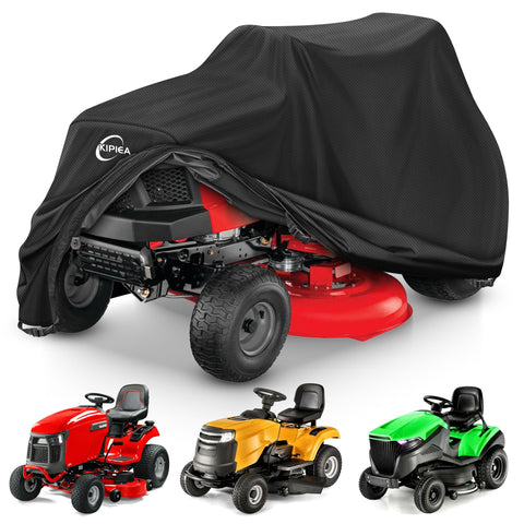 Kipiea riding mower cover with windproof buckles protects during gusts