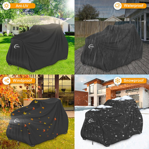 Kipiea storm-ready mower cover protects during strong winds