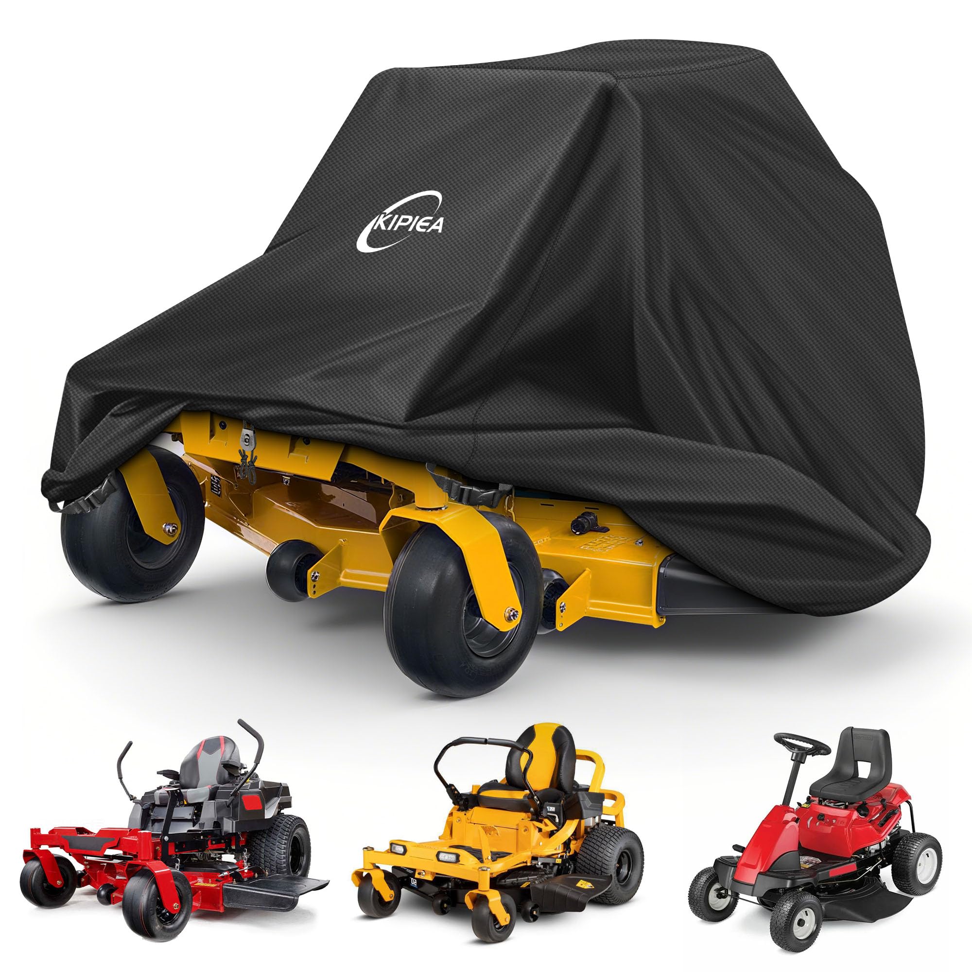 Kipiea Zero Turn Mower Cover protects with durable 600D Oxford fabric.