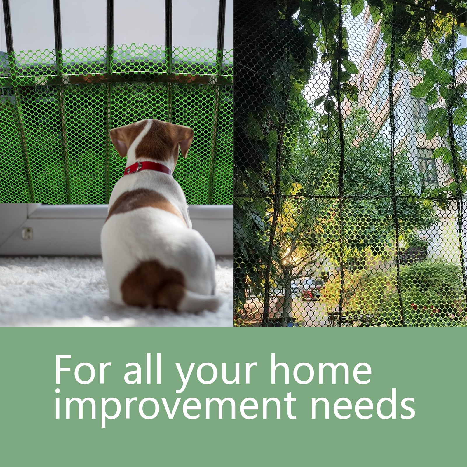Multi-use barrier net for gardens, coops, and play areas.
