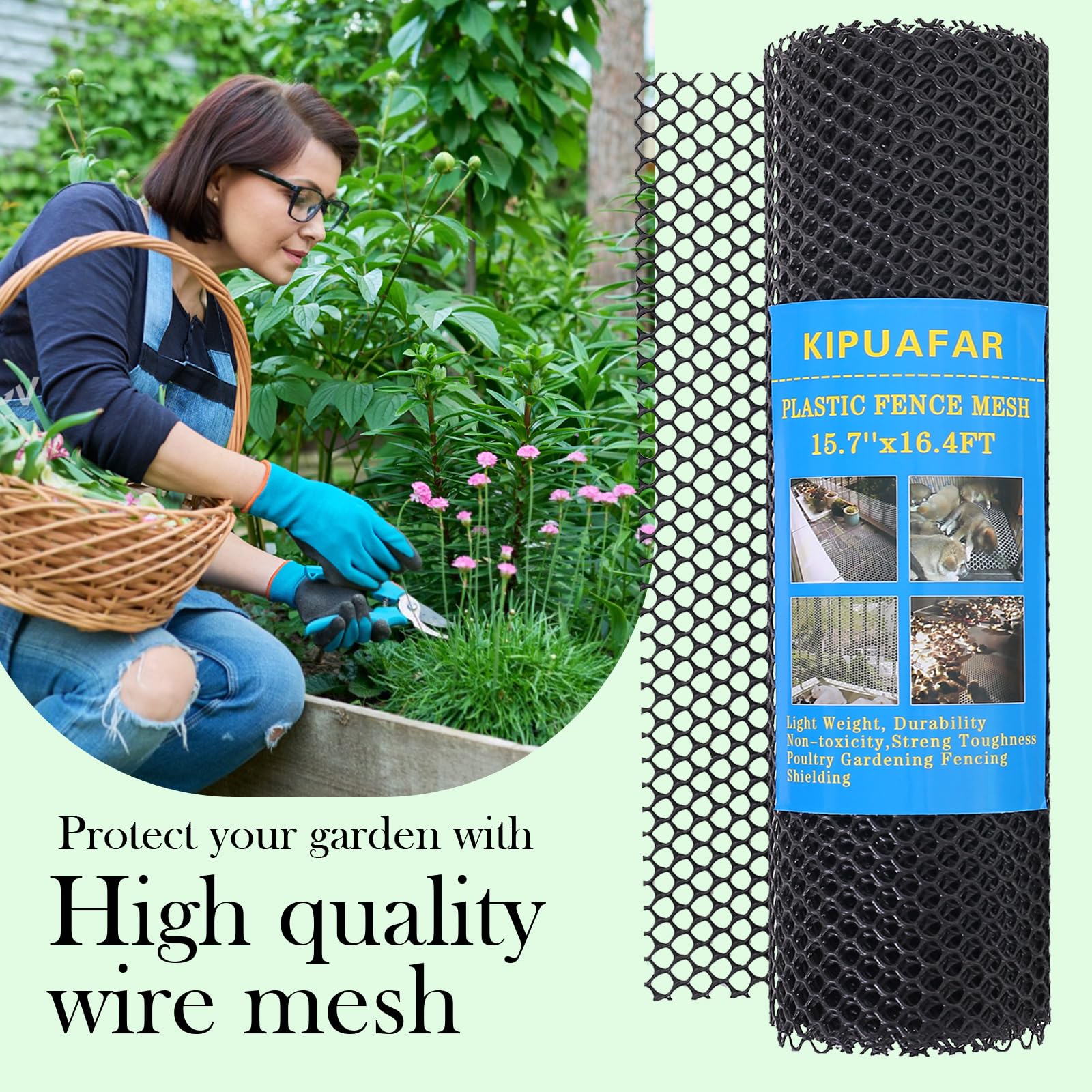 Close-up of Kipuafar plastic mesh highlighting 500gsm durability.