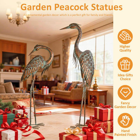 Kircust no-tools setup crane statue for quick garden placement.