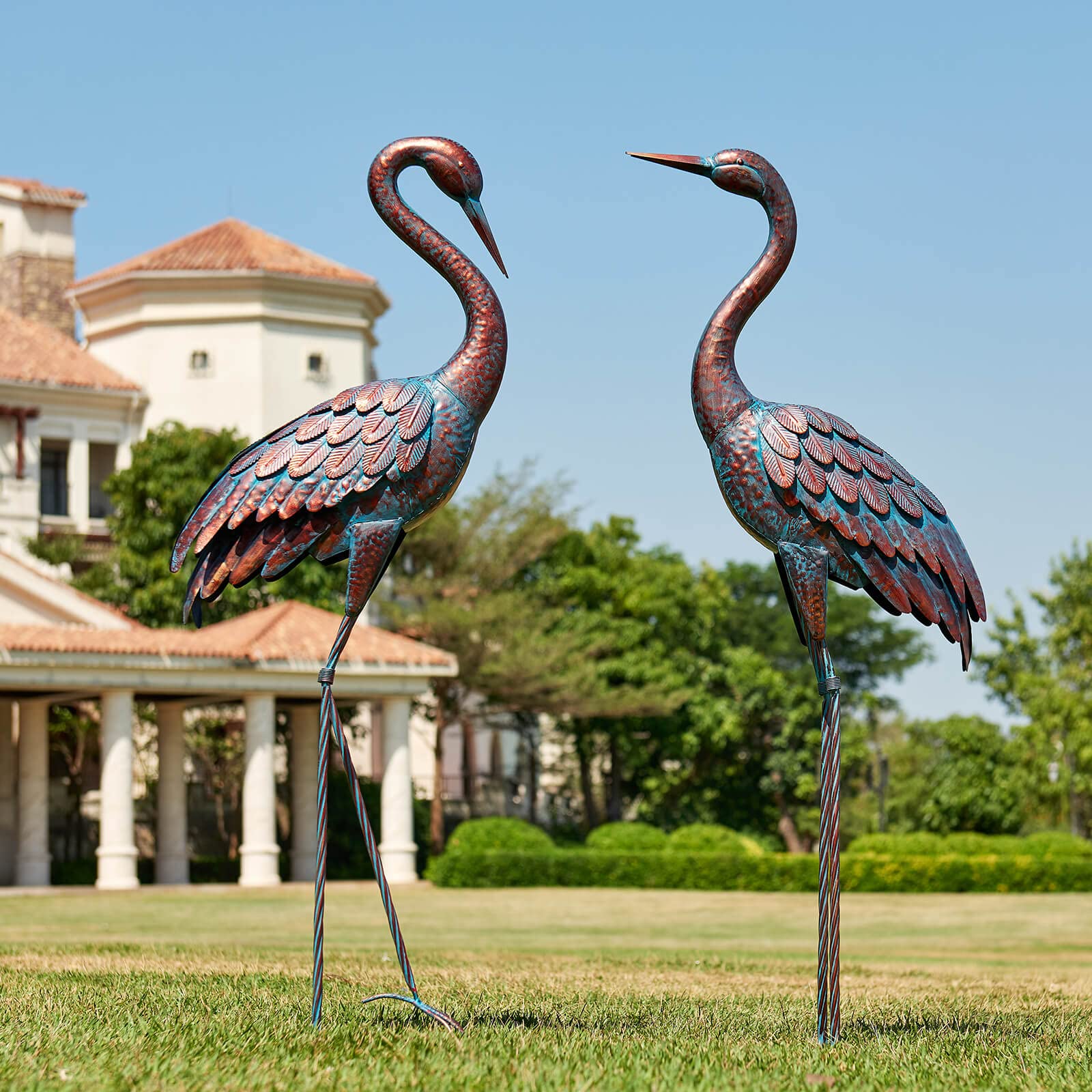 Kircust gift-ready crane statue set for housewarmings and holidays