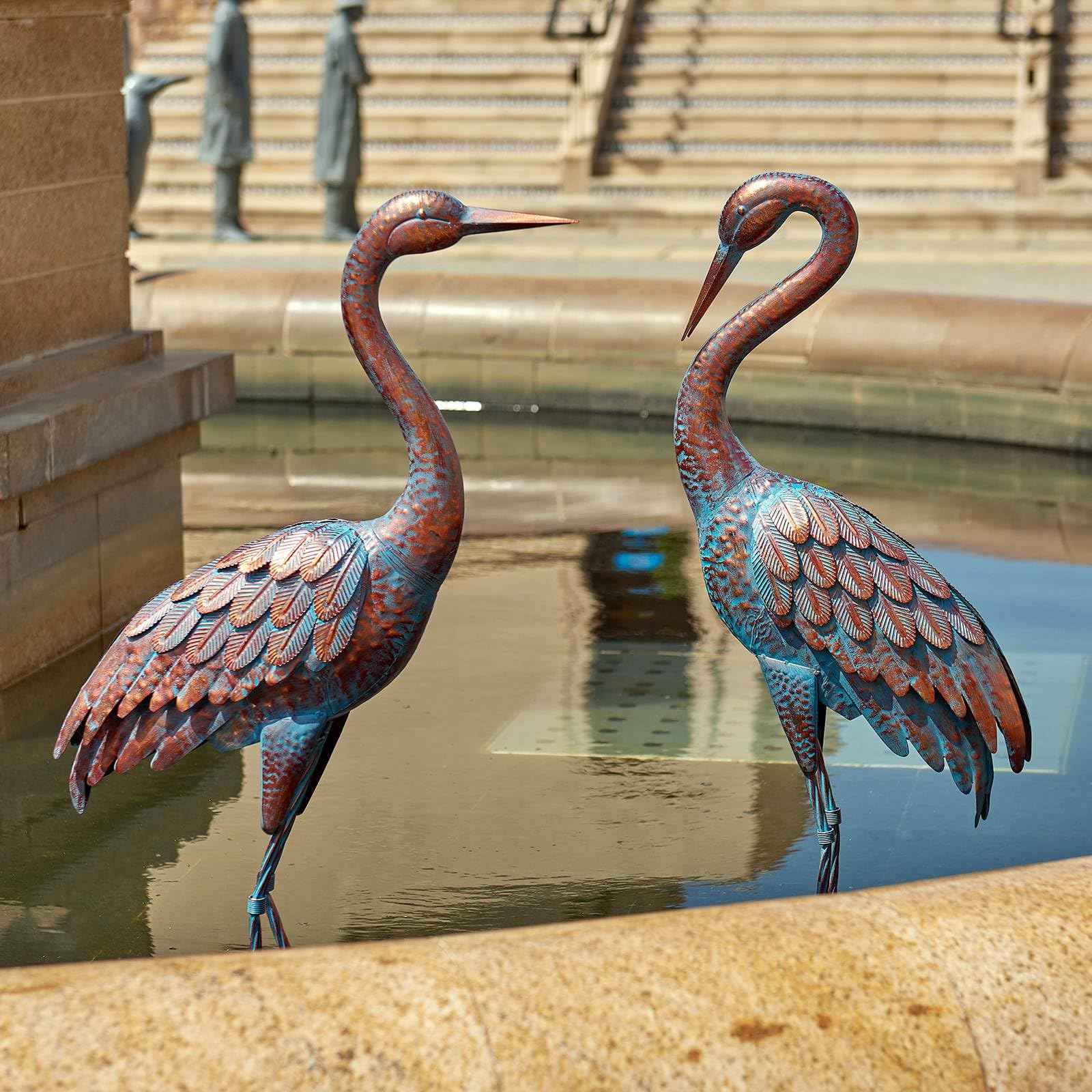 Kircust outdoor art crane figures elevate any outdoor space