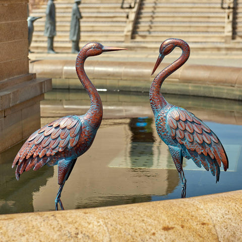 Kircust outdoor art crane figures elevate any outdoor space