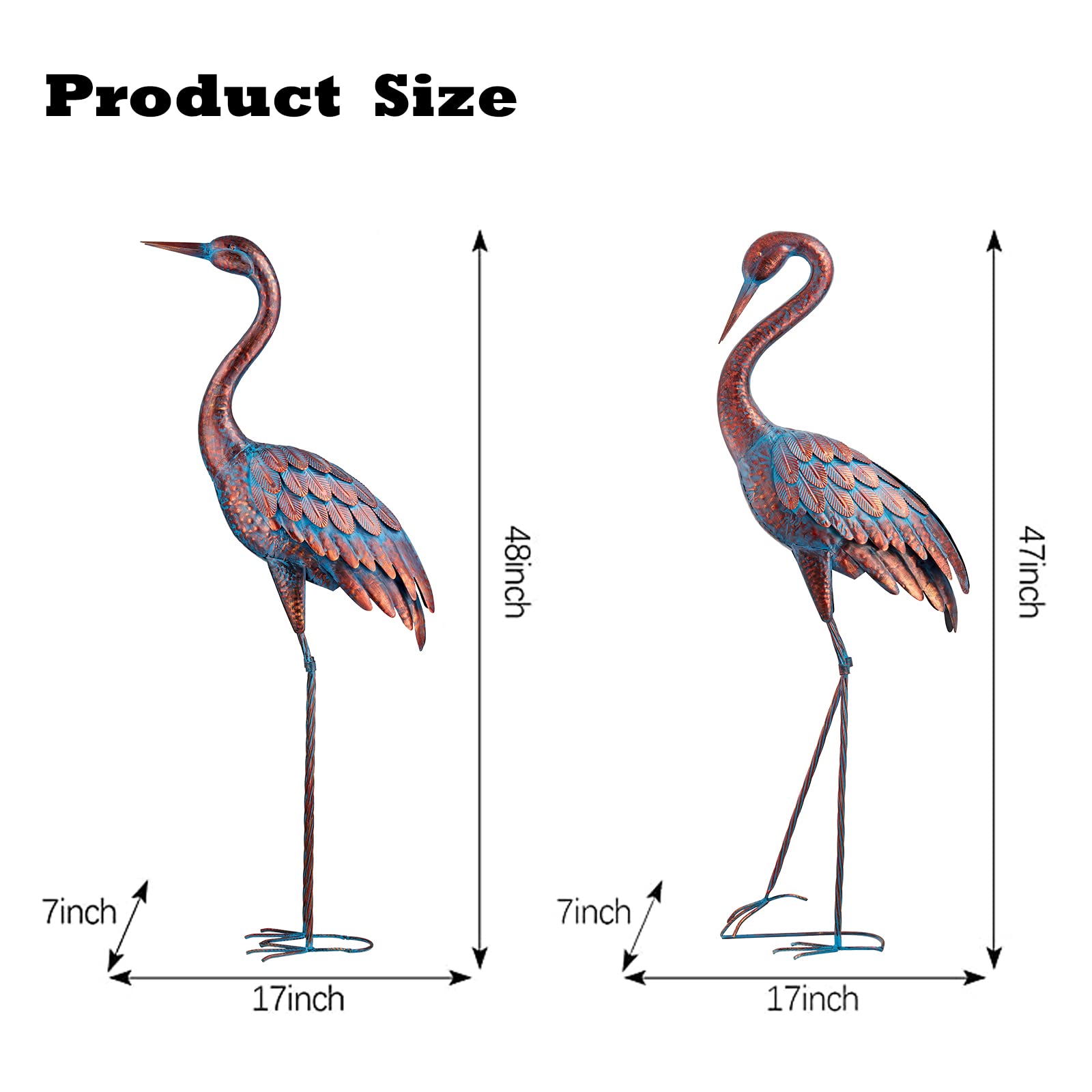 Kircust crane statue with patina finish as a focal point for lawns and ponds