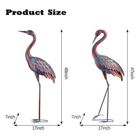 Kircust crane statue with patina finish as a focal point for lawns and ponds