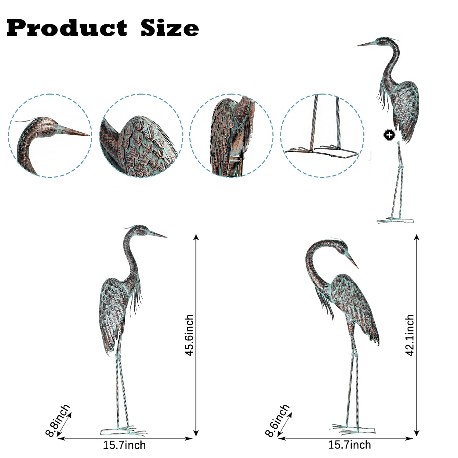 Kircust outdoor crane statue large standing height for patio impact.