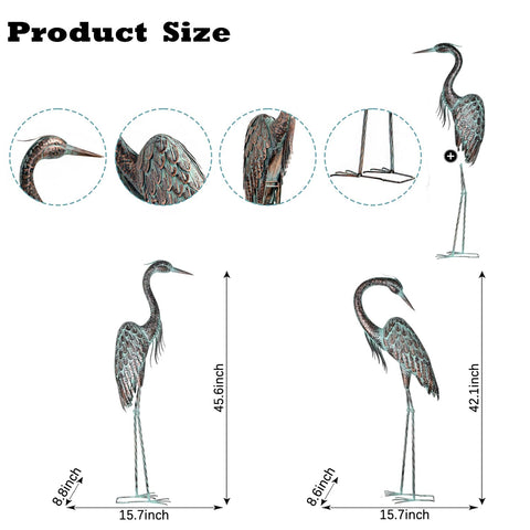 Kircust outdoor crane statue large standing height for patio impact.