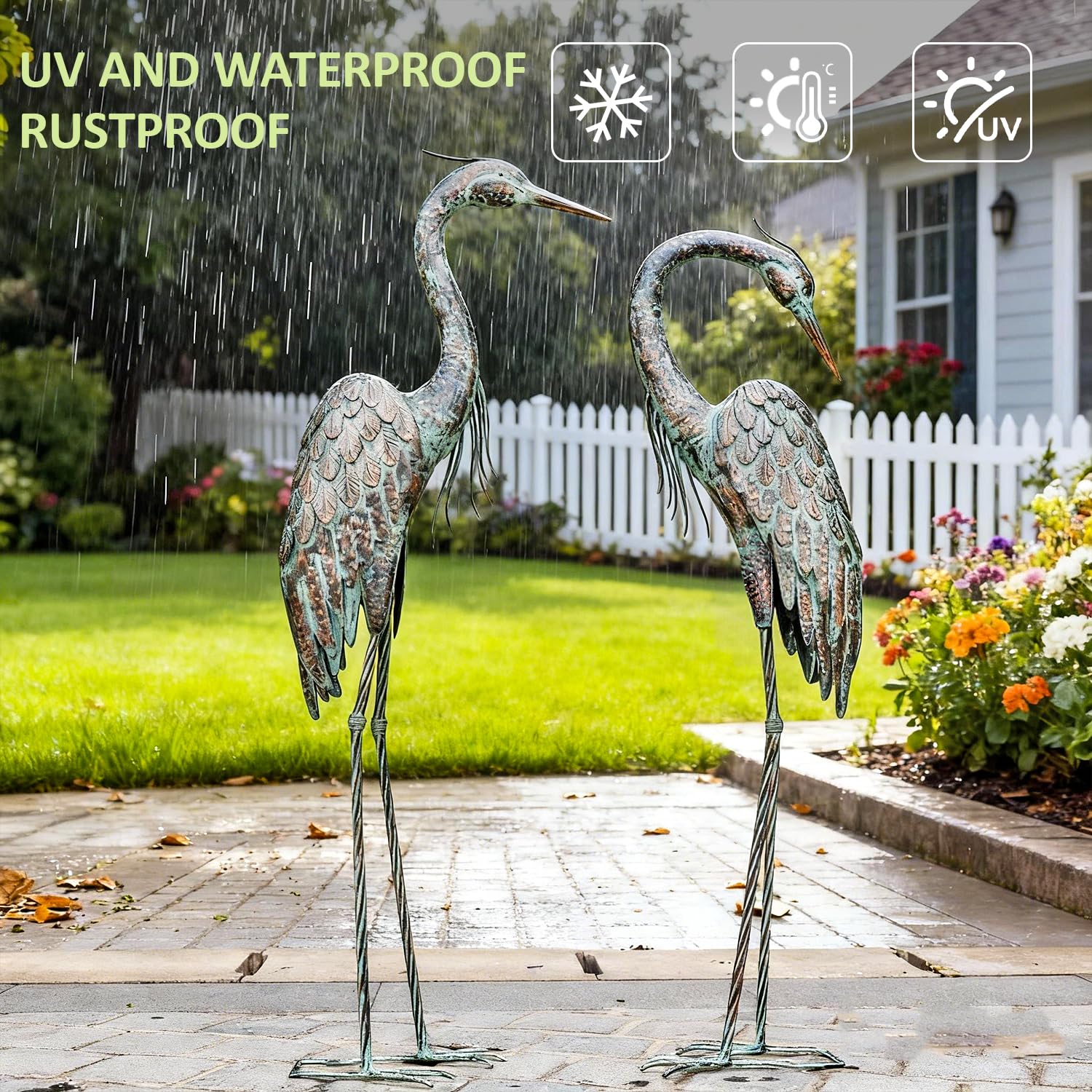 Kircust yard art crane decor suitable for garden, lawn, deck.