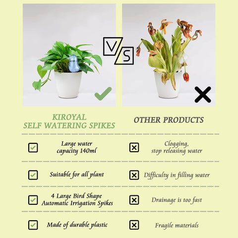 KIROYAL terracotta spikes prevent overwatering while nourishing roots.