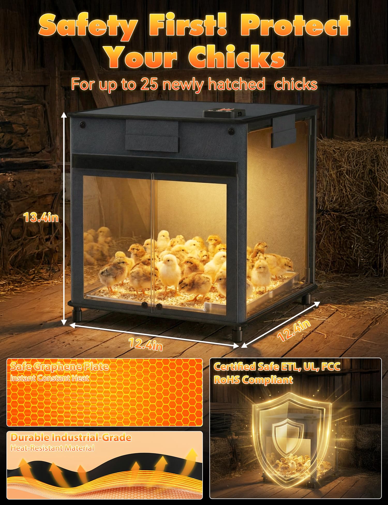 Large front opening on Kiscamgear Brooder Box for simple feeding refills