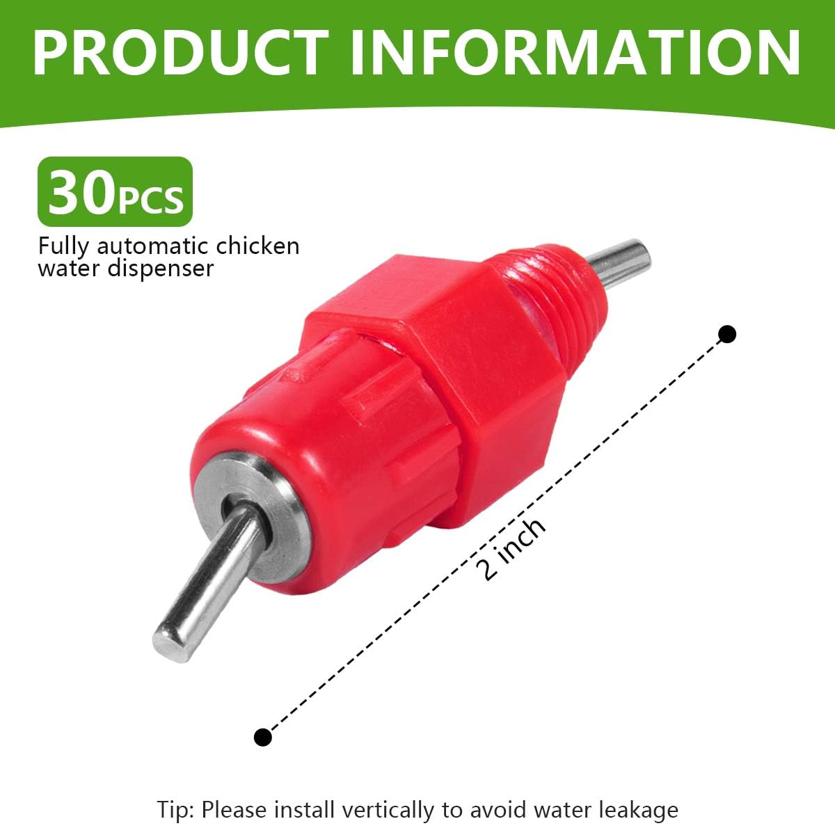 KISEER automatic chicken waterer close-up showing screw-style fittings