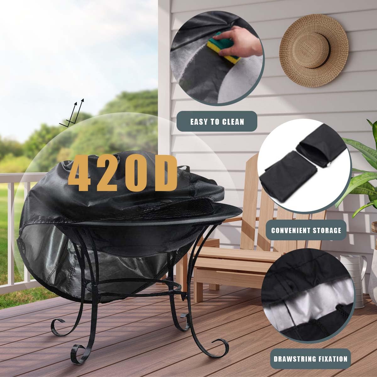 KISEER fit for most fire pits 38 x 20 inch size.
