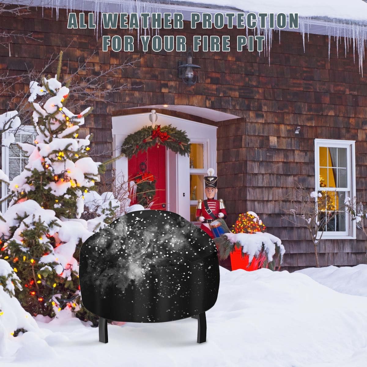 KISEER weatherproof fire pit cover protects from rain, snow, and dust.