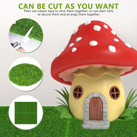 KISEER flat-bottom grass attaches easily with tape or nails.