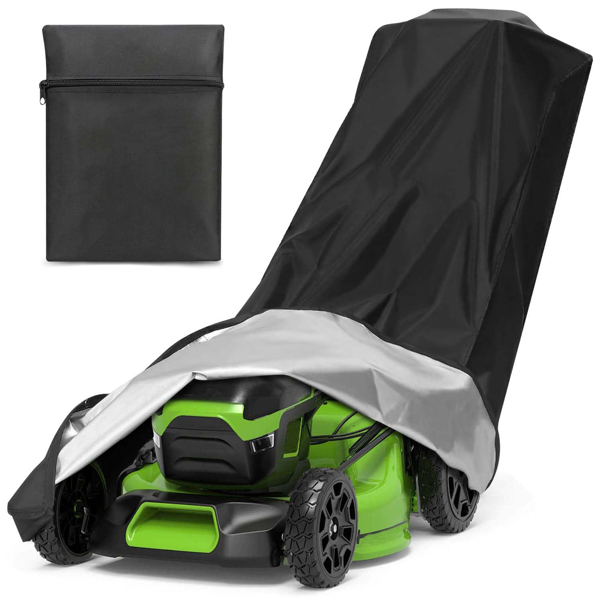KISEER lawn mower cover waterproof 210D protects against rain and sun.