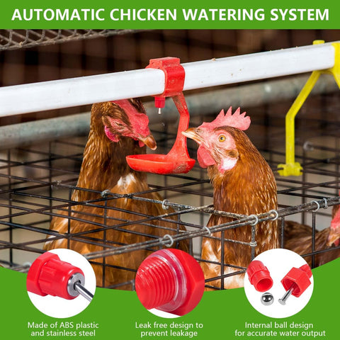 KISEER poultry water nipple drinker on PVC line with screw-style fittings