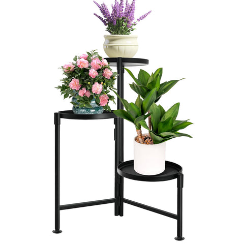 KISENG 3-tier plant stand folded corner view showing space-saving design