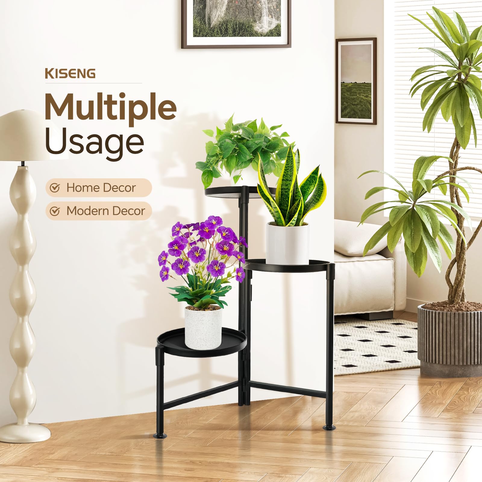 KISENG metal plant shelf indoors and outdoors for versatile use