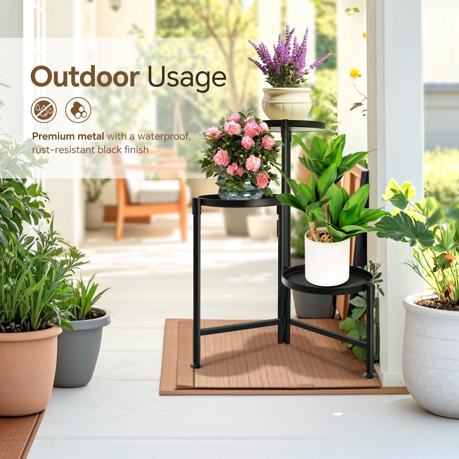 KISENG three-tier plant display setup for multiple pots