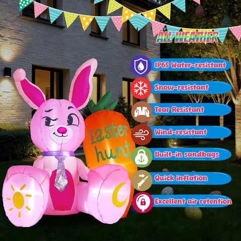 KISSUNY built-in LED bunny lights illuminate day and night displays.