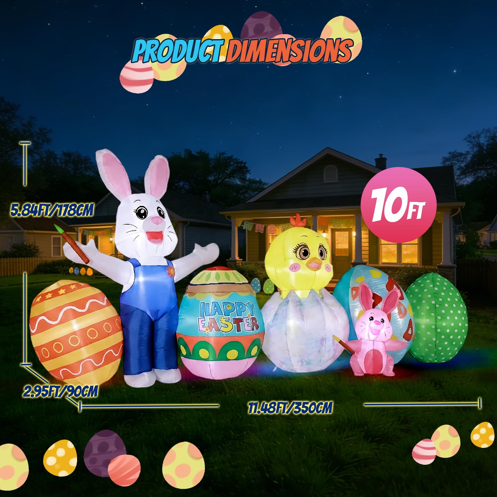 KISSUNY LED lighting enhances daytime and nighttime visibility for outdoor Easter decor