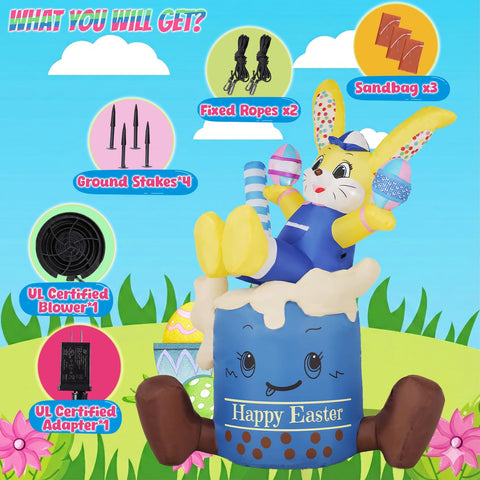KISSUNY quick-inflation easter bunny setup for easy display.