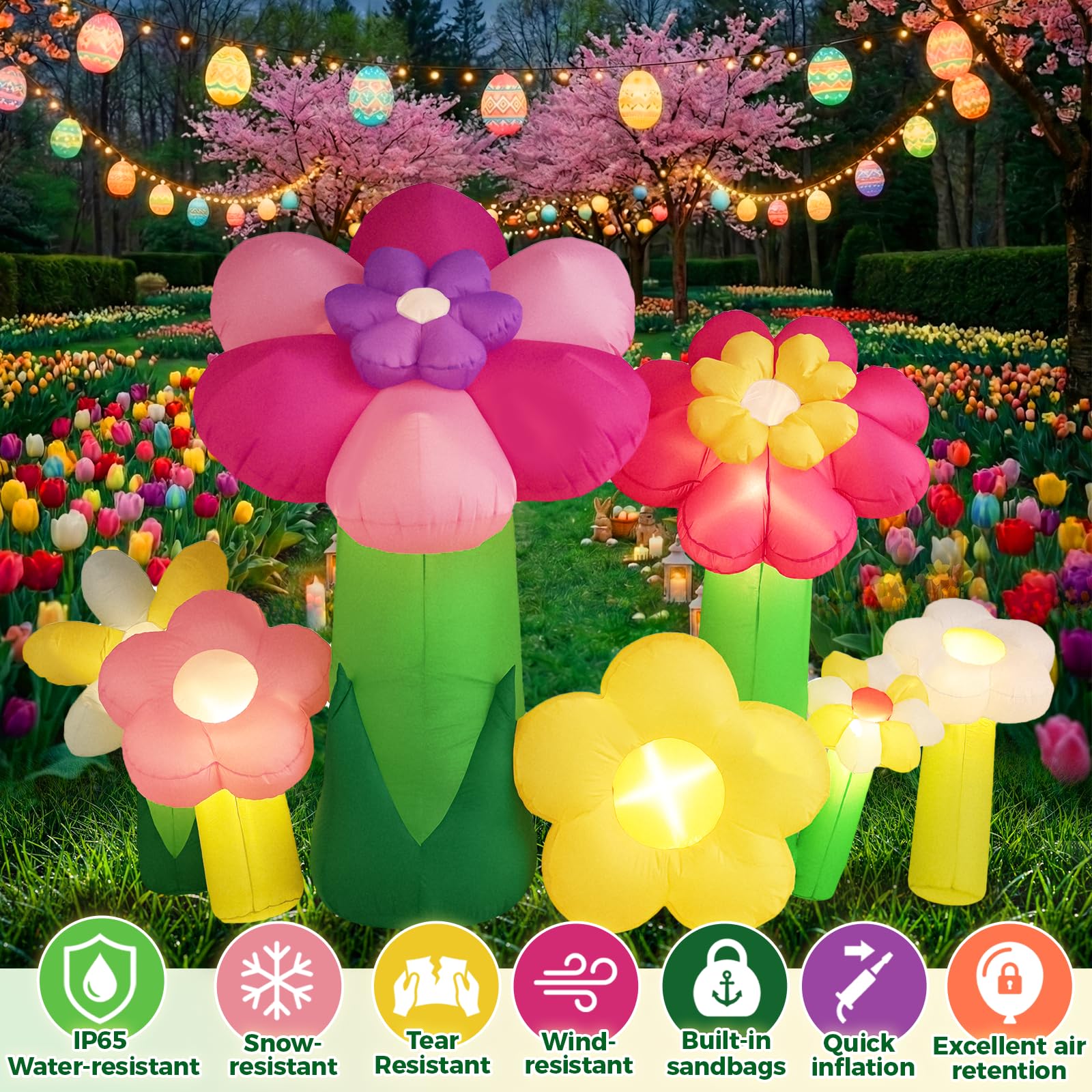 KISSUNY LED-lit garden decor glows after sunset for romantic backyard evenings.