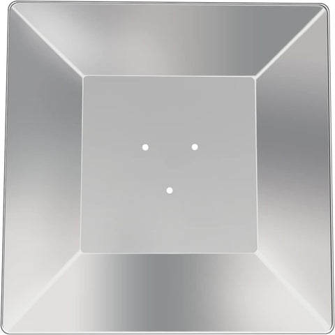 Kisworm heat reflector shield on four-sided pyramid design directing heat toward outdoor seating