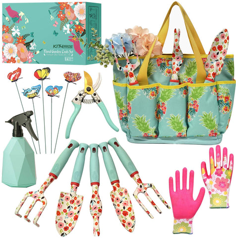 Kit4Pros floral-set tote bag close-up showing organized pockets for easy tool access