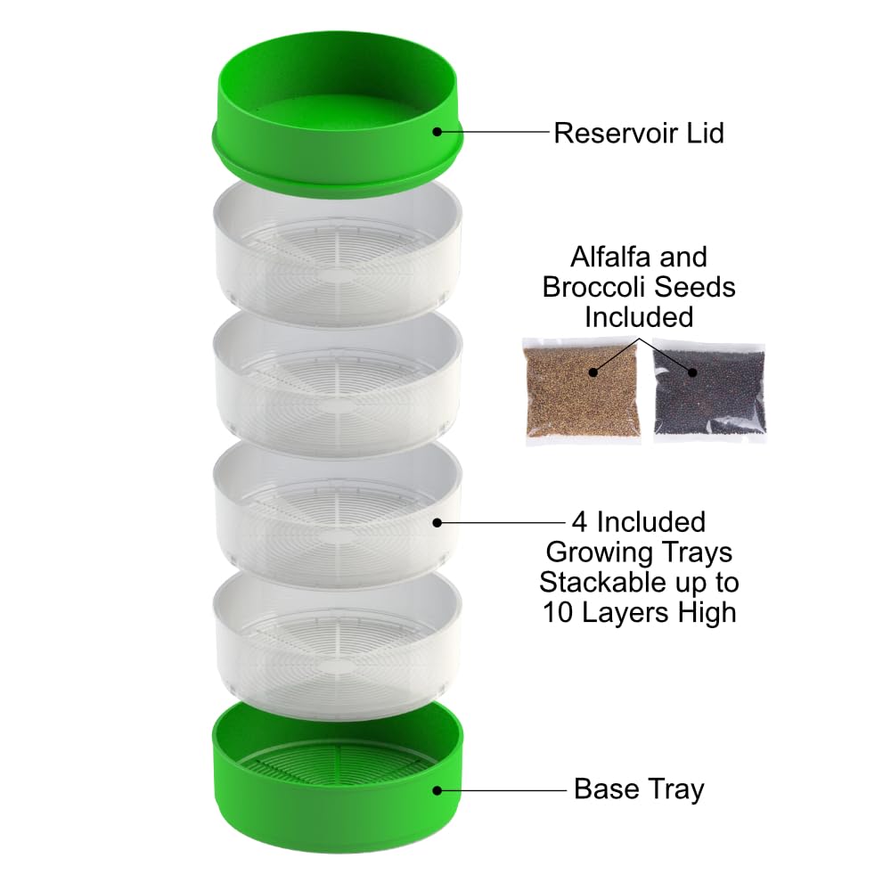 KITCHEN CROP water-flow sprouter demonstrates soil-free sprouting at home.