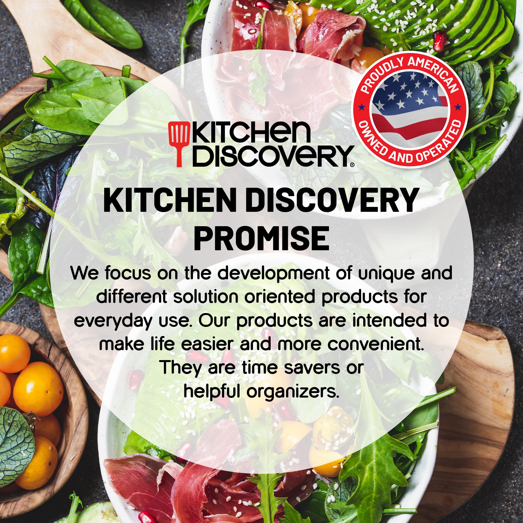 Kitchen Discovery rust-resistant finish ensures long-lasting kitchen tools.