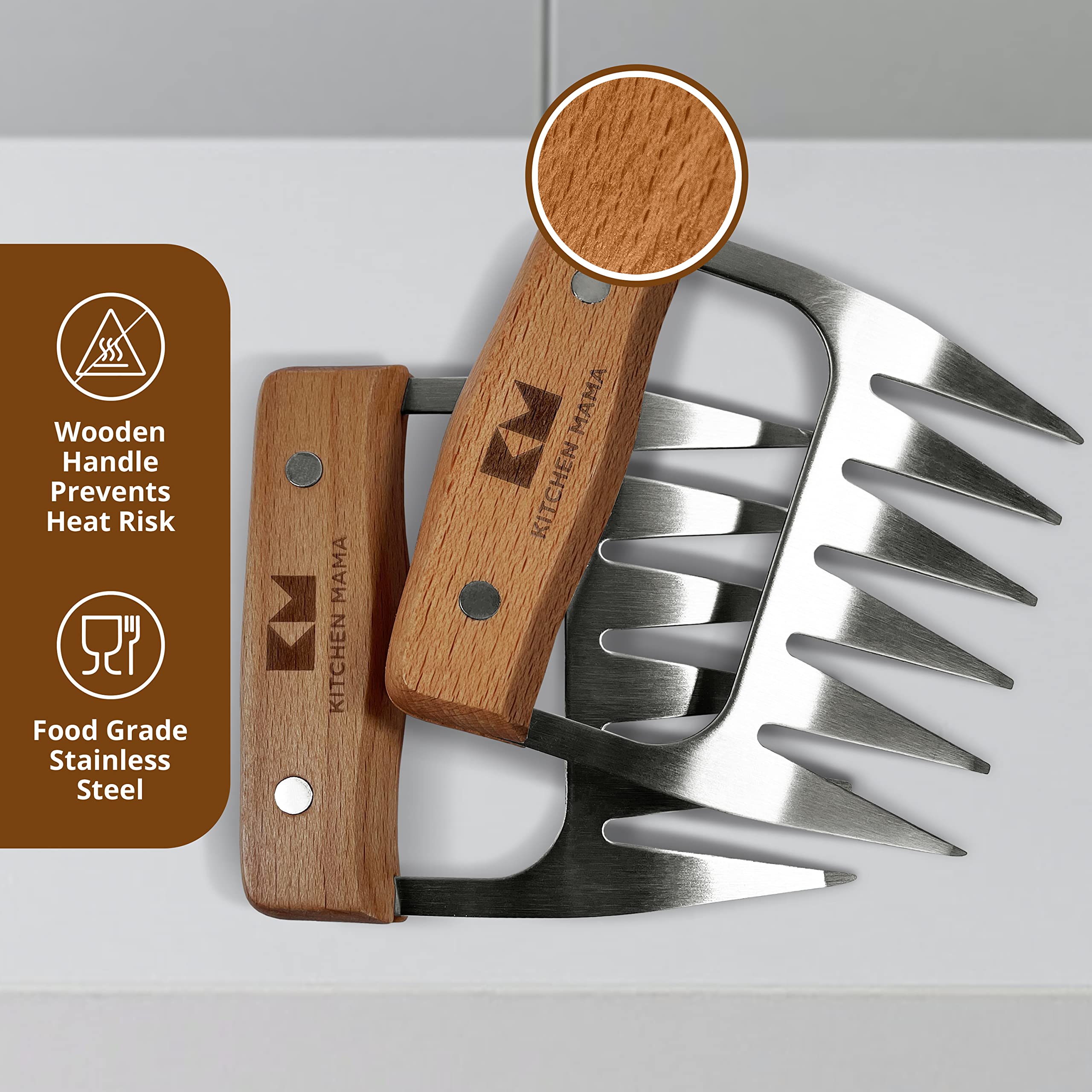 Kitchen Mama Meat Claws used with beef, chicken, and turkey shredding