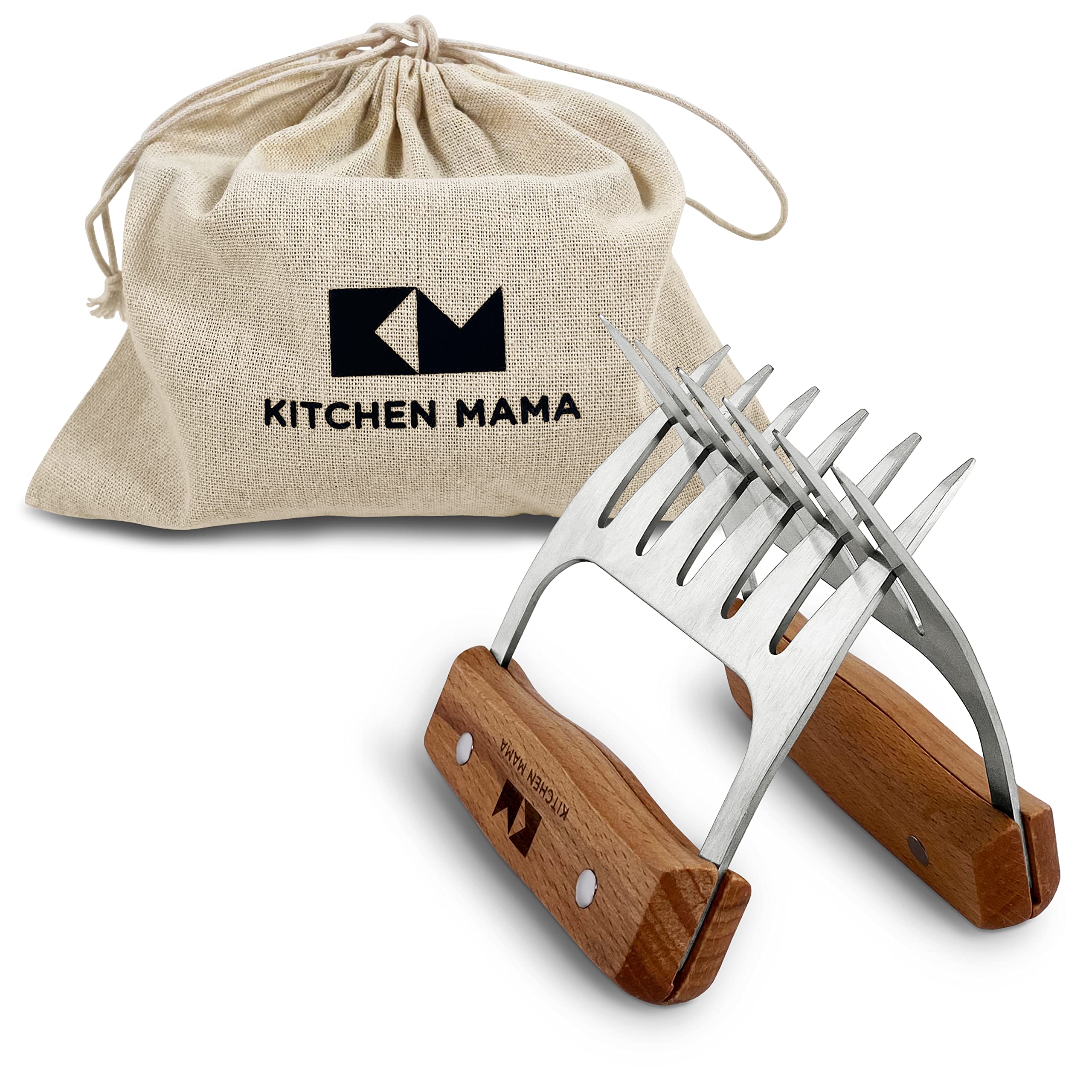 Kitchen Mama Meat Claws with stainless steel prongs for quick shredding and serving
