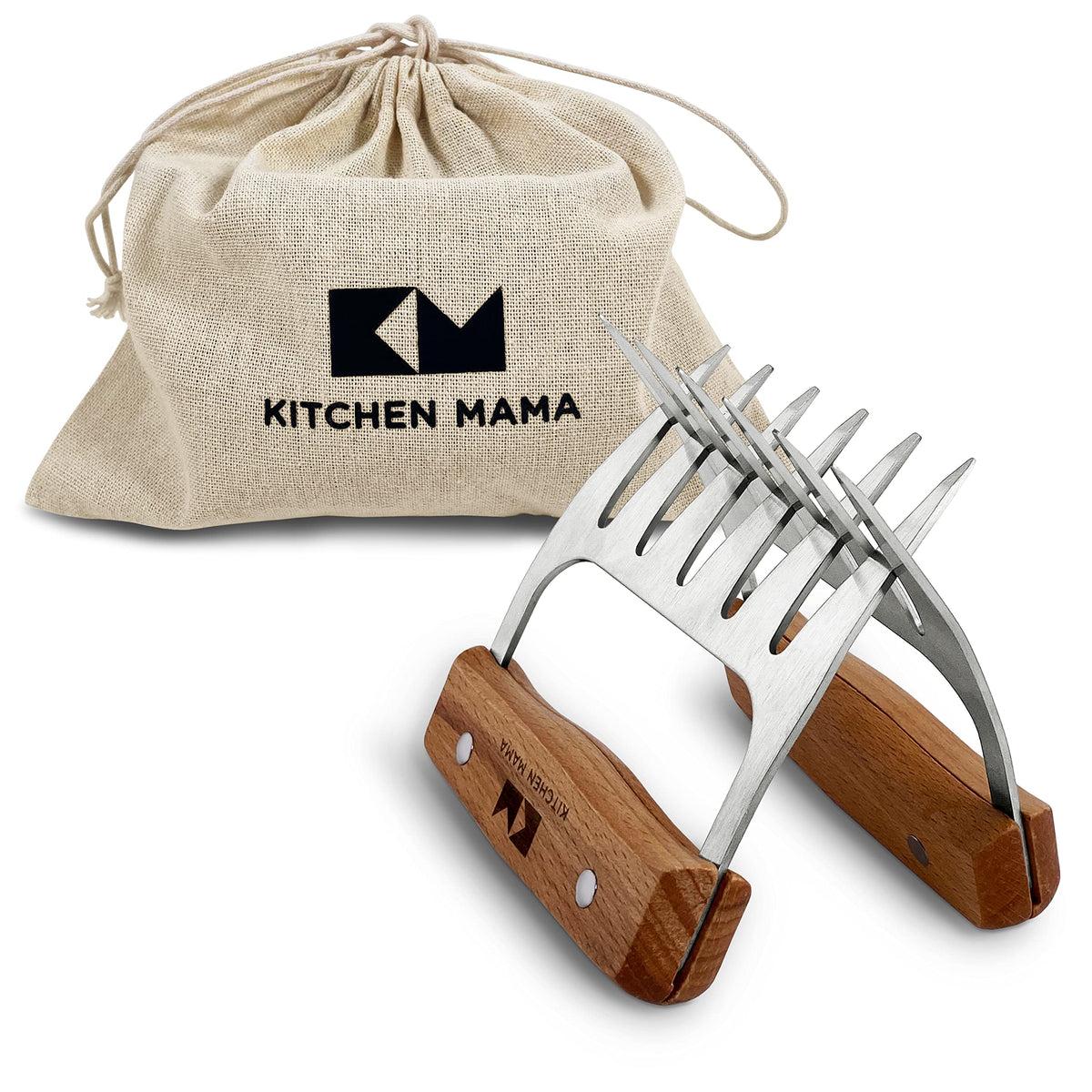Kitchen Mama Meat Claws with stainless steel prongs for quick shredding and serving