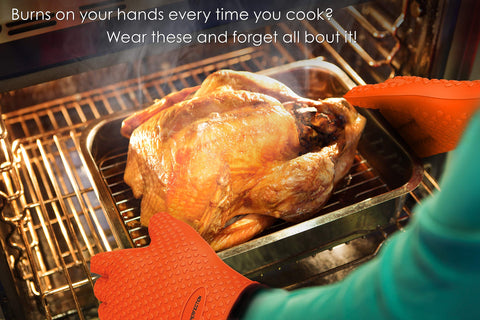 Kitchen Perfection 11-inch grill gloves provide extended protection for high-heat grilling.