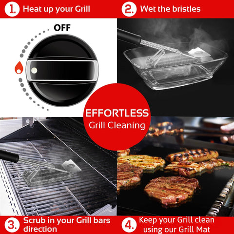 Kitchen Perfection BBQ cleaning kit in use on a grill