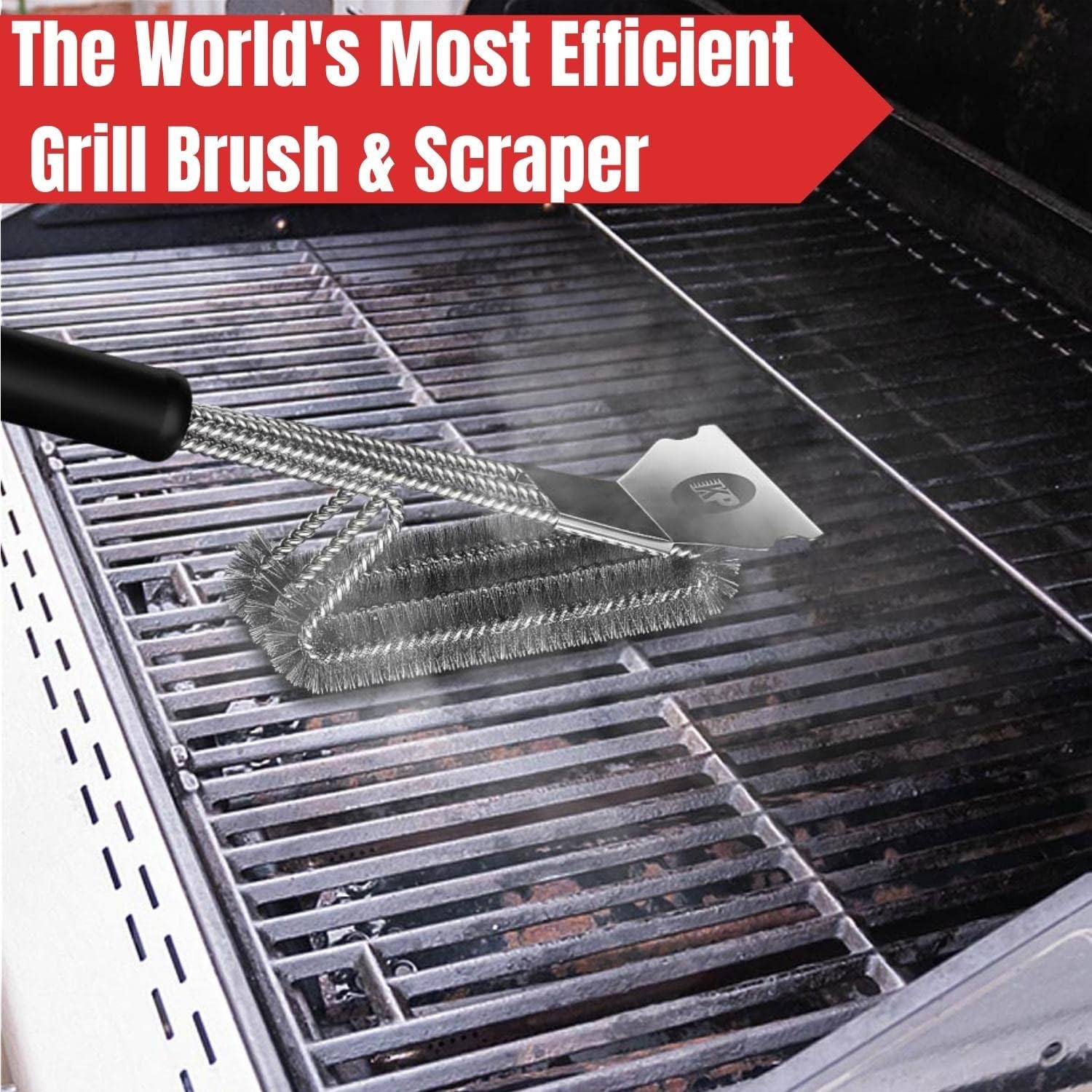 Kitchen Perfection bristle-free grill brush preserves grill integrity