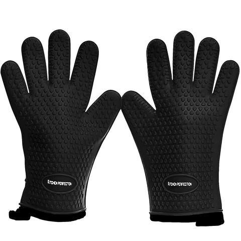 Kitchen Perfection silicone smoker gloves offer extreme heat protection for grilling and handling hot food.