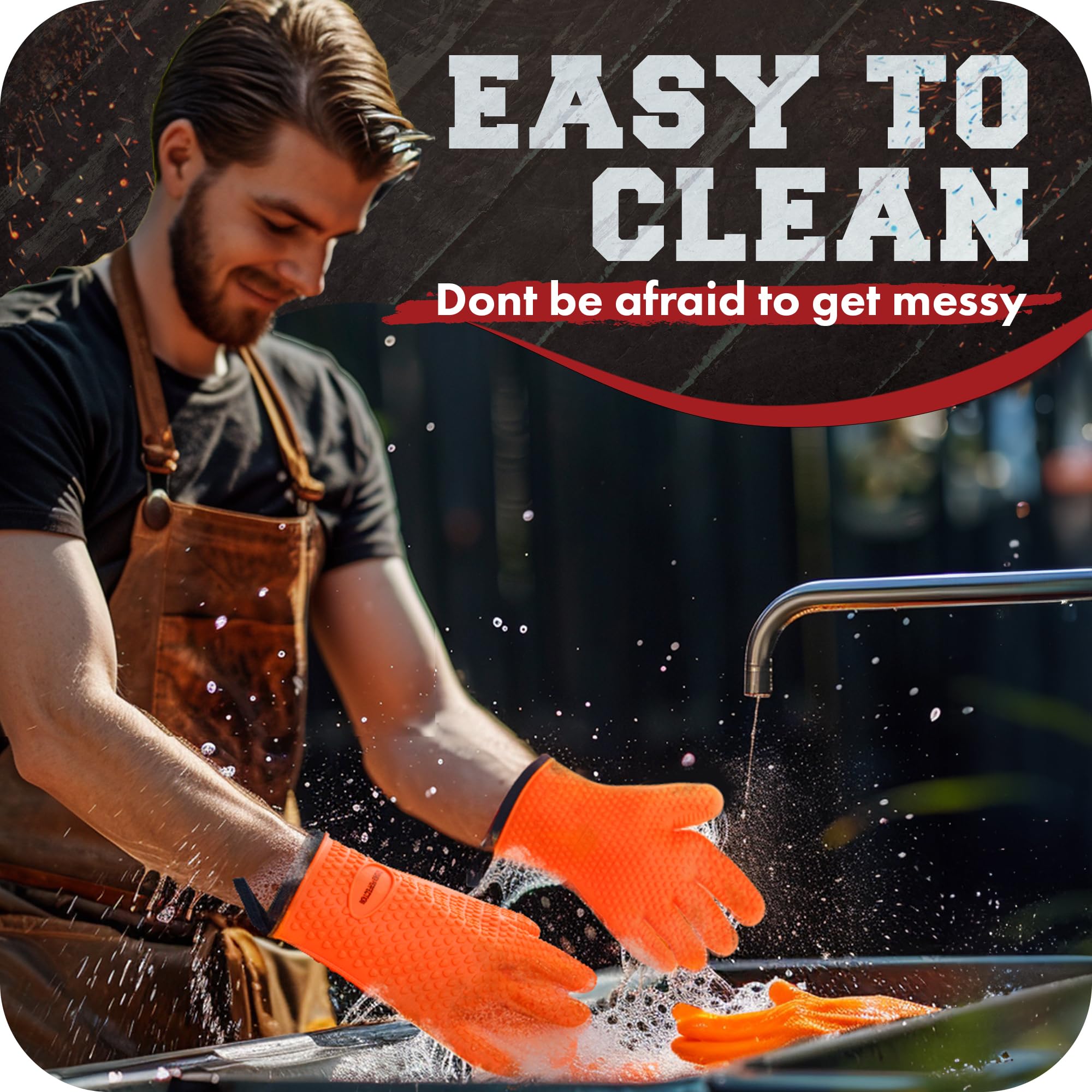 Kitchen Perfection XL gloves stored with included sticky hangers