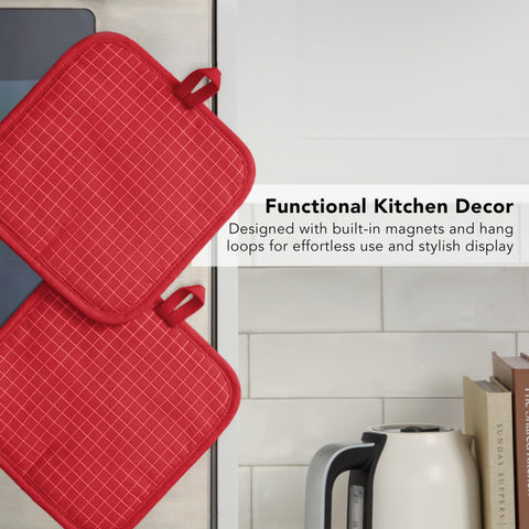 KitchenAid Gourmet Gridlines pot holder two-pack layout for kitchen use.