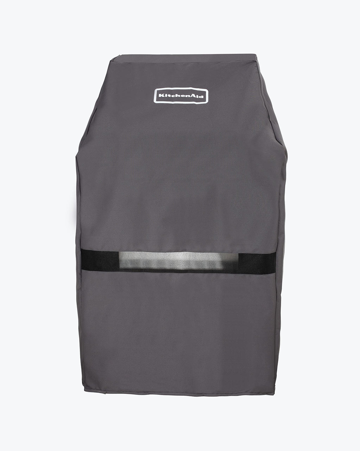 KitchenAid grill cover for 28-inch grills in gray protects from rain and dust.