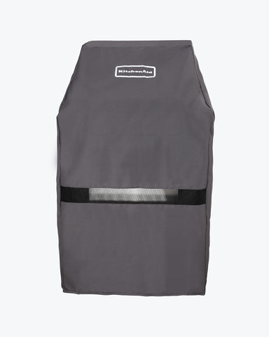 KitchenAid grill cover for 28-inch grills in gray protects from rain and dust.