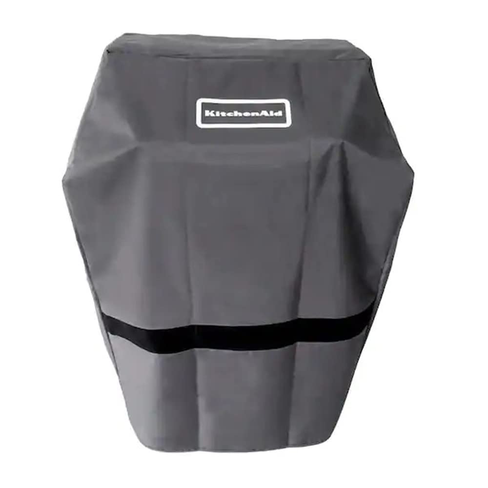 KitchenAid 28 inch wide by 19 inch deep by 44 inch tall cover protects grills in gray.