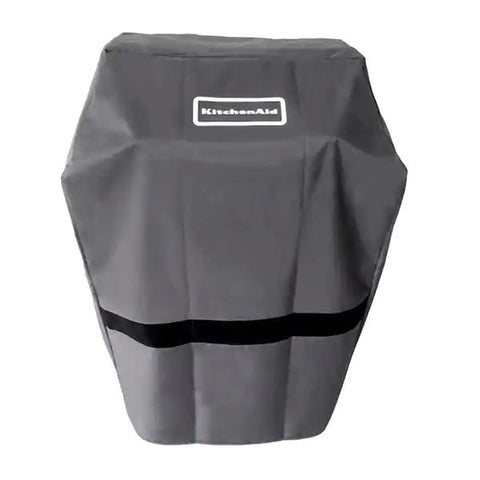 KitchenAid 28 inch wide by 19 inch deep by 44 inch tall cover protects grills in gray.