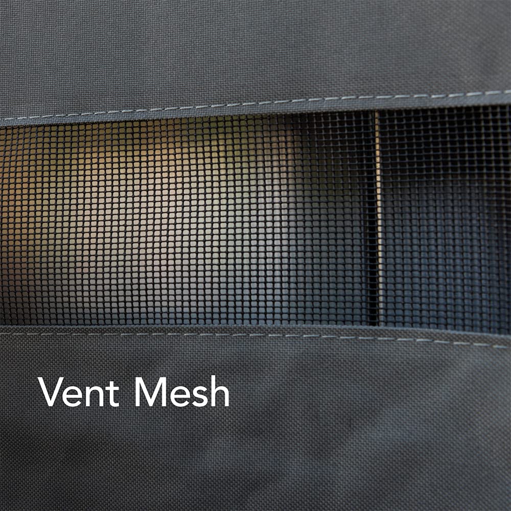 KitchenAid dust and corrosion protection gray grill cover in a breathable design.