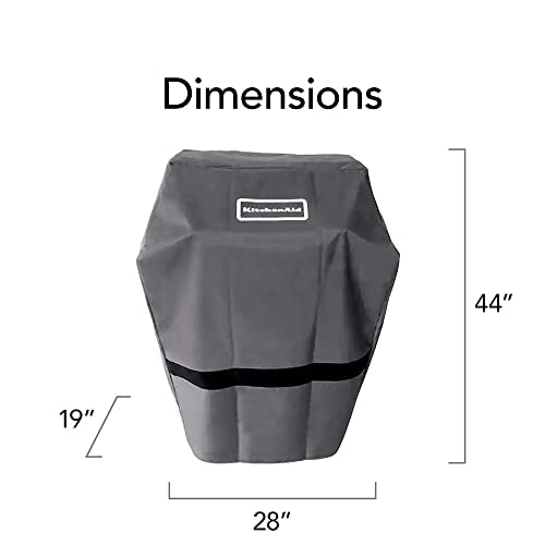 KitchenAid full-length grill cover gray shields exterior moisture and interior airflow.